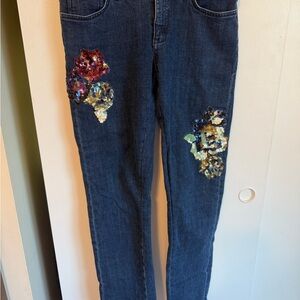 Pilcro and the Letter Press Sequin Dark Denim Jeans